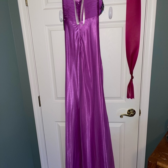 Purple Strapless Beaded Floor Length Dress - Picture 7 of 8